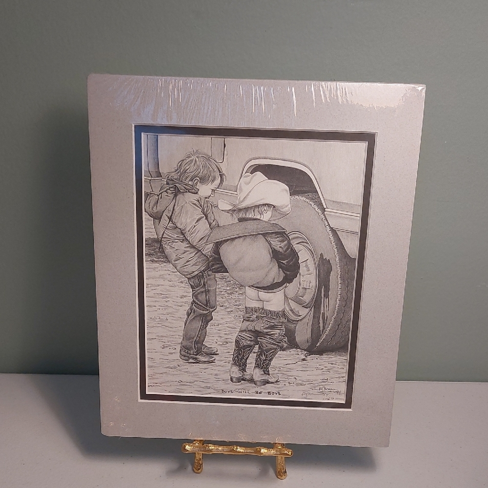 Charming Black and White Children's Art Print